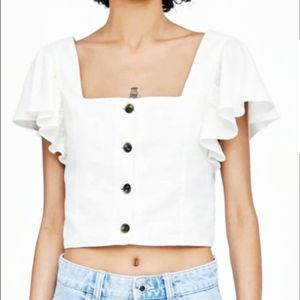 Zara Button Down Crop Top